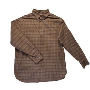 DANIEL CREMIEUX Signature Collection Cotton Dress Shirt Men's Sz XLT Brown Plaid